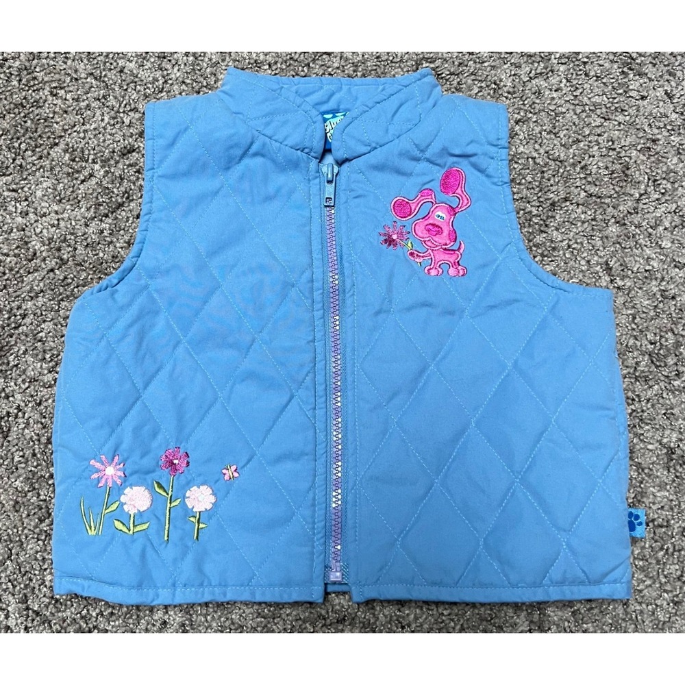 Y2K Vintage Blues Clues‎ Magenta Floral Embroidered Vest Quilted Kid's Size 4